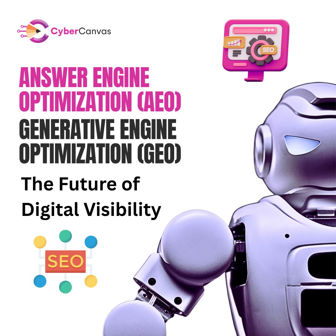 nfographic explaining Answer Engine Optimization (AEO) and GEO optimization for AI search engines like ChatGPT and Gemini