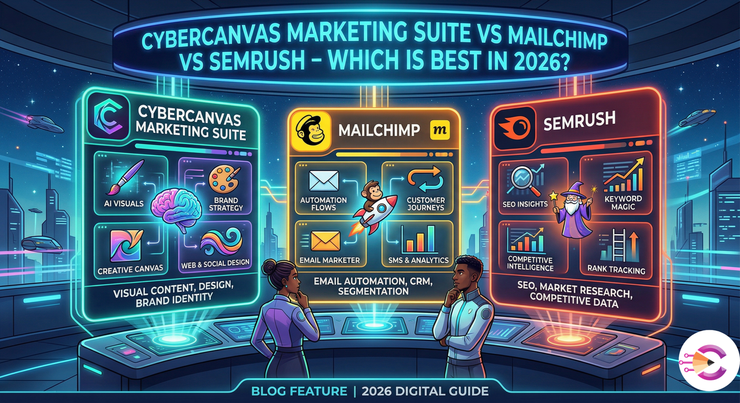 CyberCanvas Marketing Suite vs Mailchimp vs SEMrush – Which is Best in 2026?